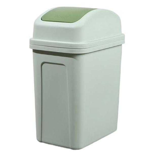 Bote de basura con tapa abatible de plástico, cubo de basura compacto for debajo del escritorio, bote de basura portátil con tapa abatible