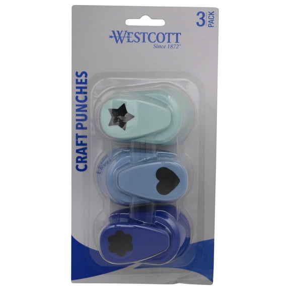 Westcott Jumbo Paper Punch Set, for Craft, Multi-Color, 3 Piece