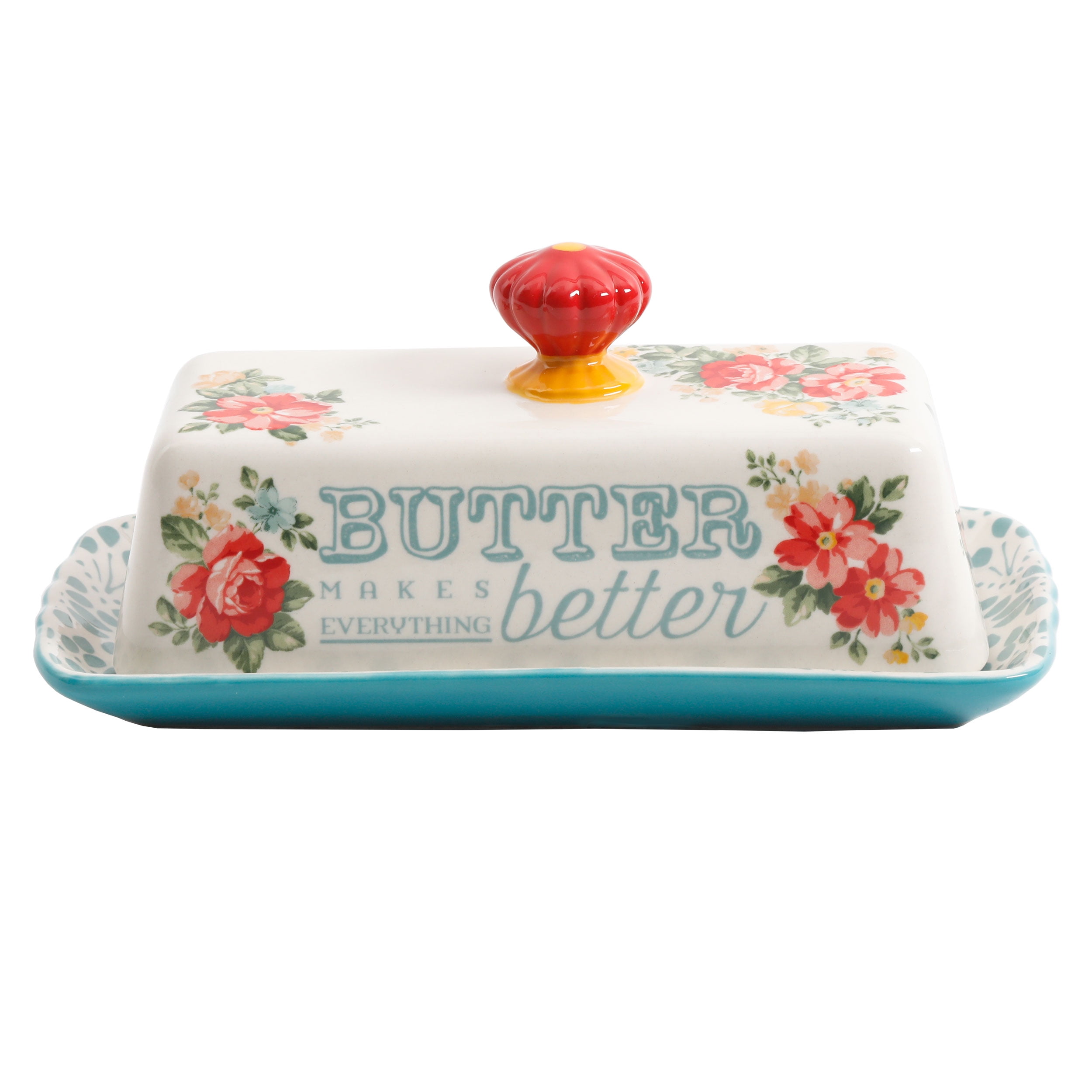 The Pioneer Woman Vintage Floral Salt and Pepper and Butter Dish Set