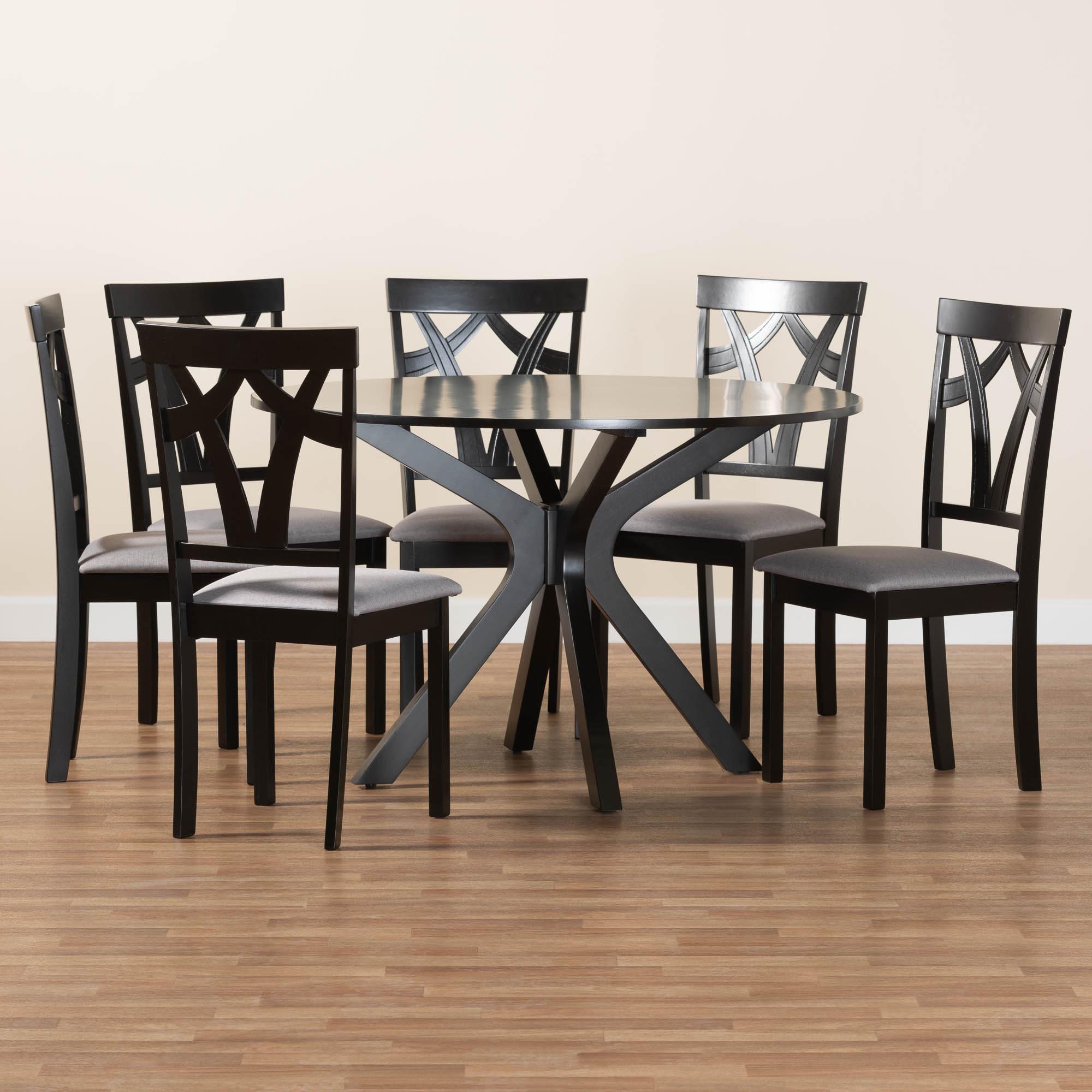 Baxton Studio Luise Modern Dining Set, 7-Piece, Dark Brown
