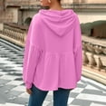 thumbnail image 5 of larppty Womens Oversized Hoodies Sweatshirts Casual Lantern Long Sleeve Drawstring Peplum Hem Loose Hooded Pullover Tops Fall Outfits (Hot Pink, XL), 5 of 6