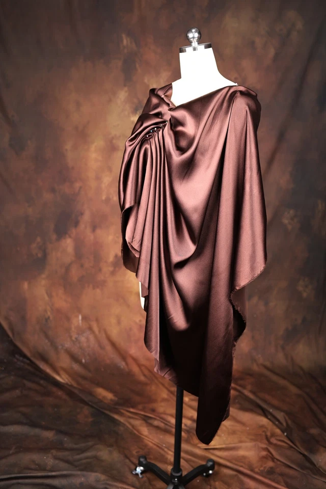 BUTTERFLY- Brown Satin Charmeuse Fabric By The Yard 266
