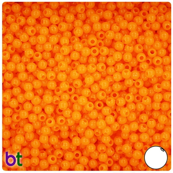 BeadTin Orange Opaque 4mm Round Plastic Beads (1000pcs)