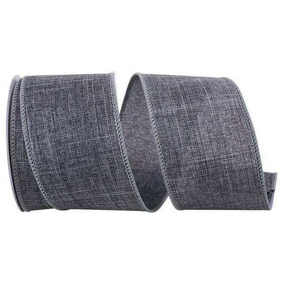 Reliant Ribbon - 92573W-900-40F, Everyday Linen Value Wired Edge Ribbon, Grey, 2-1/2 Inch, 10 Yards