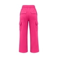 thumbnail image 3 of YgkuHd Girls Solid Multi Pocket Cargo Sweatpants Elastic Waist Relaxed Pants for Daily Active Wear Hot Pink 170, 3 of 8
