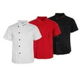 thumbnail image 3 of 2Pcs Breathable Men Unisex Executive Chef Jacket Coat Waiter Uniform Clothes White XL Red XL, 3 of 8