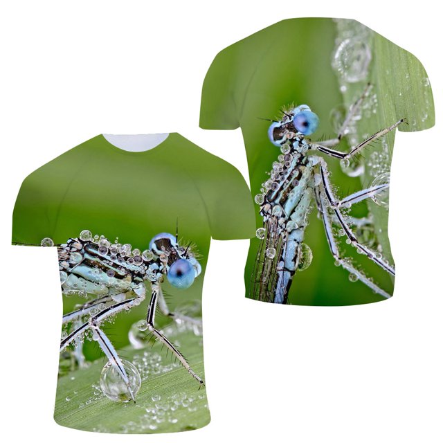 New Creative Design Dragonfly graphic t shirts Summer Fashion Interesting Personality Printing Round Neck Short Sleeve Tees Tops
