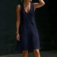 thumbnail image 7 of Shihyeh Summer Maxi Dresses for Women 2026 Linen V Neck Sleeveless Beach Sundress Button Casual Loose Dress with Pockets, 7 of 7