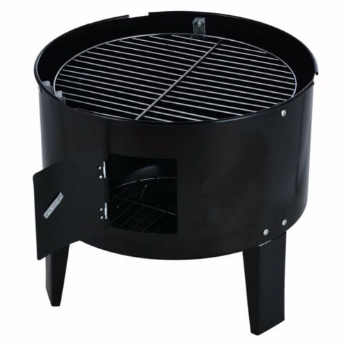 Camping Backyard Barbeque Suitable for Charcoal Party Family Hunting Hiking Outdoor Grill 3-in-1 Smoker Round Smoker 3-Tier BBQ Cooking Grill Vertical Grill