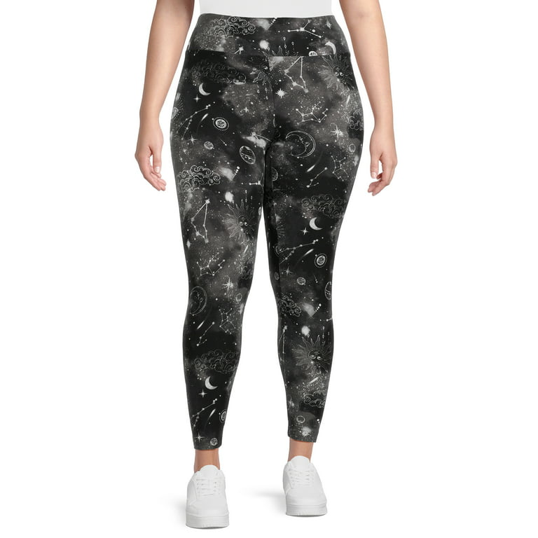 No Boundaries Juniors' Ankle Leggings Black with White Dots Size