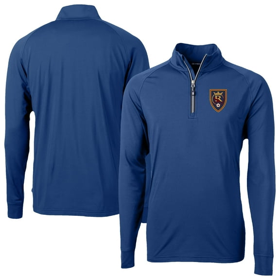 Men's-Cutter & Buck  Blue Real Salt Lake Adapt Eco Knit Stretch Recycled Raglan Quarter-Zip Top