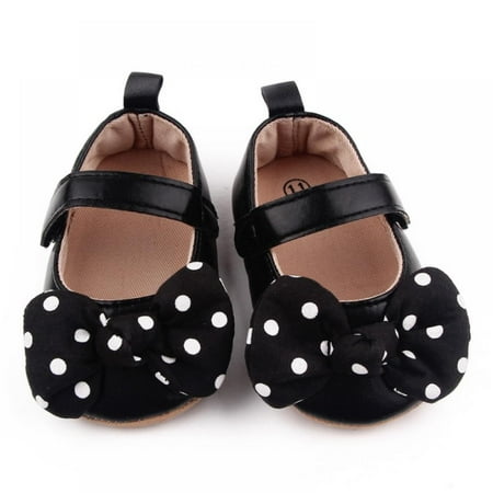 

Cute Baby Girls Princess Shoes Polka Dot Bow Toddler Soft Sole Walking Shoes Mary Jane Flats Christening Shoes Black S-L