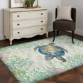 thumbnail image 4 of Sea Turtle Coastal Area Rug 4'x6', Blue Green Summer Beach Coral Ocean Washable Non-Slip Rugs, Low Pile Large Carpet for Living Room Bedroom Dining Room Kitchen Office Indoor Mat, 4 of 9