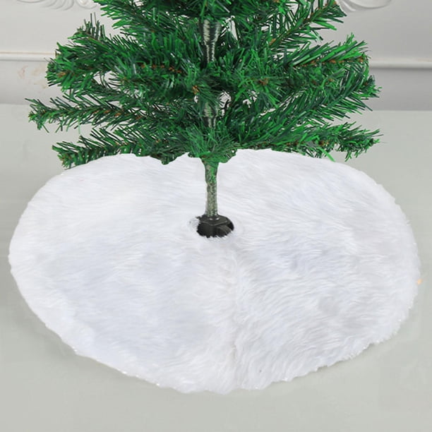 Falda de árbol de Navidad, falda de árbol de Navidad, alfombra decorativa duradera de felpa, alfombra para sala de estar, porche, exterior e interior Blanco Macarena Falda de árbol