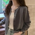 thumbnail image 3 of 2025 Women's Lightweight Knit Cardigan - Spring Solid Color Round Neck Long Sleeve Open Front Cover-Up Soft Acrylic Blend Princess Sleeve Sweaters for Women, 3 of 16