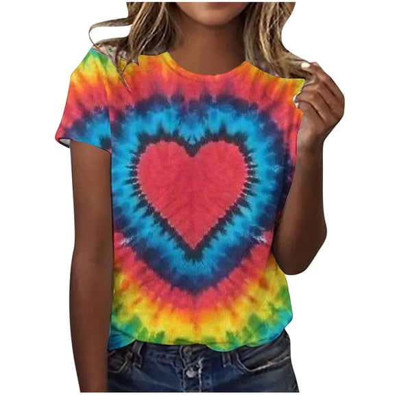 Enjoytime Trendy Tops for Women 2026 Printed Round Neck Short Sleeve T Shirt Summer Fashion Casual Shirts