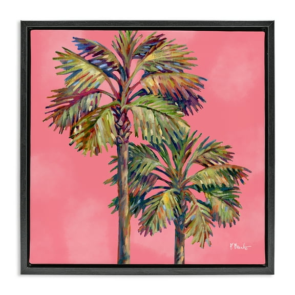 Stupell Industries Bondi Palms on Pink Plants & Flowers Painting Black Floater Framed Canvas Art Print Wall Art, 18 x 18