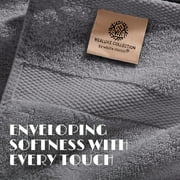 White Classic Wealuxe Collection Lightweight Cotton Small Bath Towels, Gray, 22 x 44, 6 Pack
