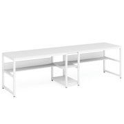 Resenkos Study Writing Desk, Computer Desk,78.7" Two Person Desk, Computer Desk Double Workstation with Shelves,White