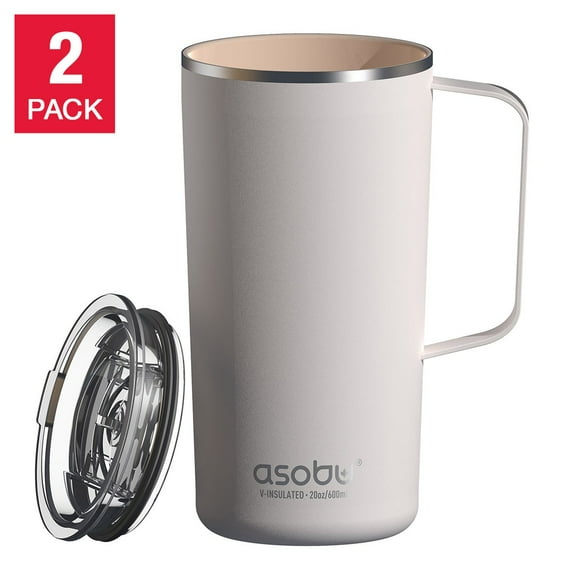 Asobu Ceramic 590 ml (20 oz) Mug, 2-pack white