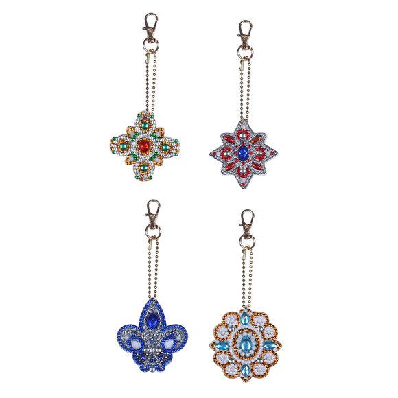 Mistaha 5D DIY Diamond Painting Keychain Pendant Mandala Key Ring Full Drill Special Shape Diamond