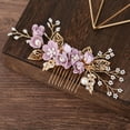 thumbnail image 2 of Bridal Hair Combs, Wedding Hair Comb Set Crystal Flower Hair Clips Bride Bridesmaid Hair Sides Comb Rhinestone Barrettes, Pearl Flower Hair Pins Hair Accessories for Women Girls (Yellow), 2 of 4