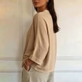 thumbnail image 6 of Women's Oversized 3/4 Sleeve Linen Cardigan Open Front Button Cropped Loose Casual Daily Shirt Tops Khaki Soft Loose Fitting Cardigan for Daily Wear XXL, 6 of 7