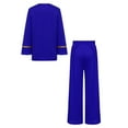 thumbnail image 3 of renvena Boys 2 Piece Worship Liturgical Outfits Long Sleeve Praise Dance Pullover Tops with Wide-Leg Pants Set Blue 6, 3 of 7