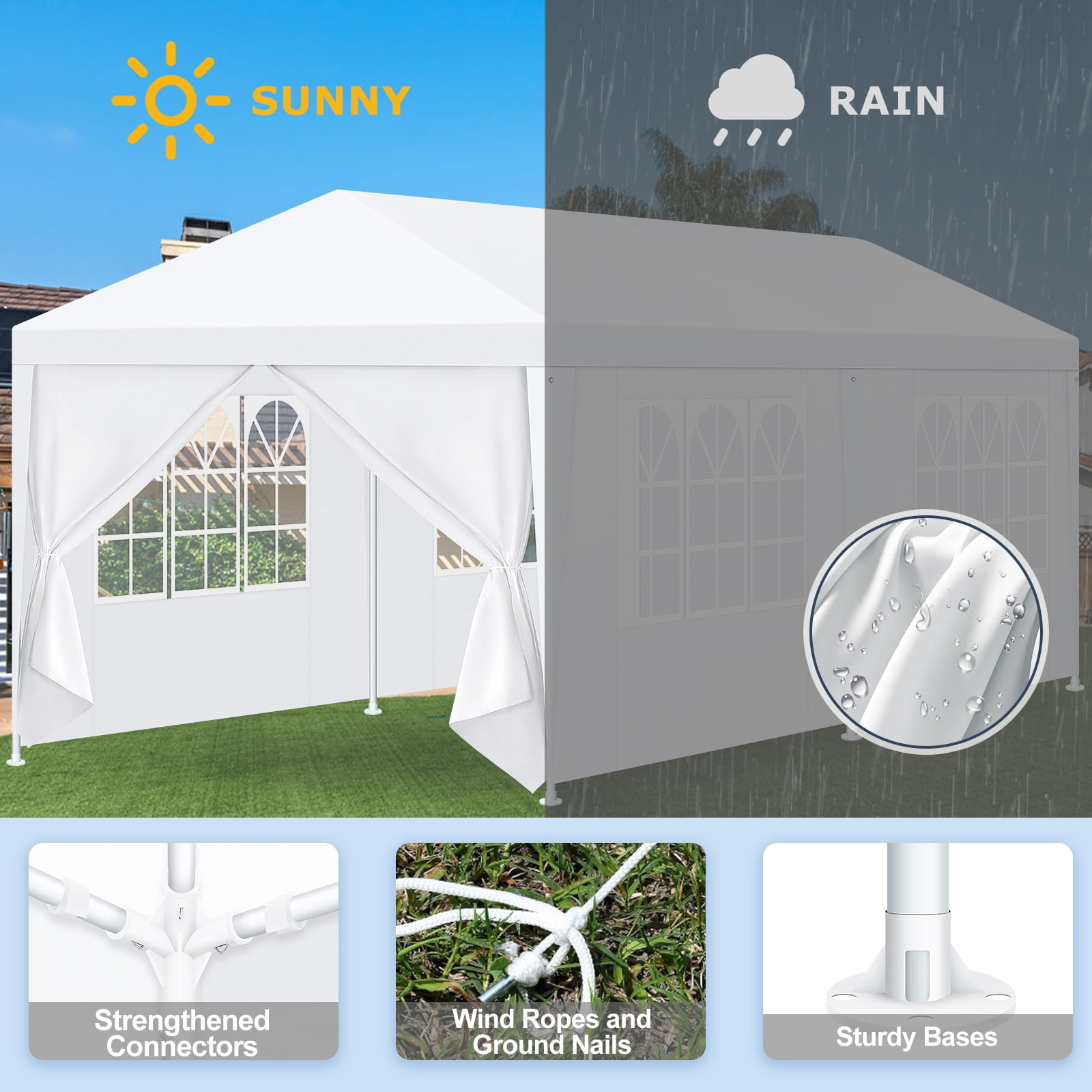 Hoteel 10'x20' Canopy Party Tent with 4 Removable Sidewalls,Outdoor Tent Large Canopy for Weddings,Parties,Patio Camping Gazebo,All Season & Waterproof,White