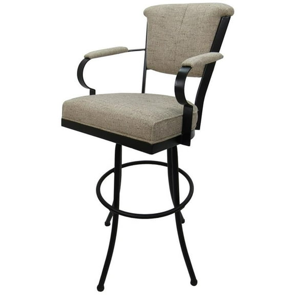 Miami Extra Tall 34" Metal Bar Stool on Noam Base - Hemsath Driftwood - Black