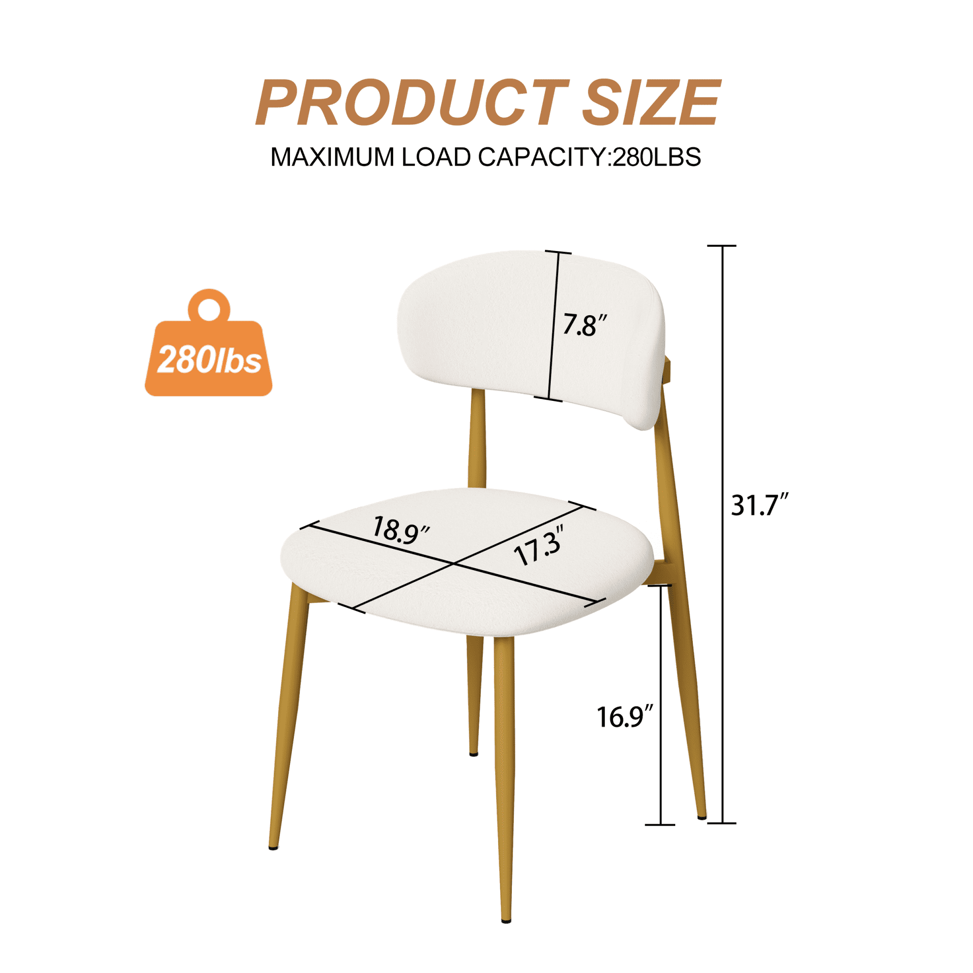 Leumius Dining Chairs Set of 2,Modern Kitchen Chairs with Soft Padding,Living Room Chairs with Curved Backrests and Metal Legs for Dining Rooms and Kitchens,Golden