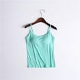 thumbnail image 4 of Womens Tank Tops Summer Tanks Cami Sleeveless Basic Tops Solid Padded Vest Bra Spaghetti Strap Sports Vest, Green, 4 of 10