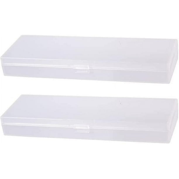 Estuche de lápices transparente esmerilado, estuche de plástico para almacenamiento de papelería, caja de lápices con tapa con bisagras, 2 uds.
