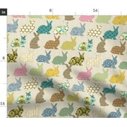 Angle View: Woodland Rabbit Nursery Decor Bunny Easter Fabric Printed by Spoonflower BTY