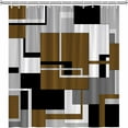 thumbnail image 3 of Brown Shower Curtain Black White Gray Geometric Abstract Mid Century Modern Minimalist Fashion Home Fabric Bathroom Decor Set Include Hooks 72Wx72H Inch, 3 of 6