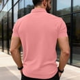 thumbnail image 5 of Polo Shirts For Men Men's Fashion Solid Color Short Sleeve Casual Cotton Golf Shirt with Pocket Breathable Polo for Spring Summer and Office Wear Men's Clothing Pink S, 5 of 6