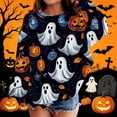 thumbnail image 2 of WQNVRNR Girl Halloween Sweatshirt Pumpkin Ghost Graphic Pullover Casual Crew Neck Long Sleeve Tops Shirt Multicolor 5-6 Years, 2 of 6