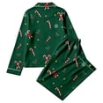 thumbnail image 5 of ZHOGXU Christmas Womens 2 Piece Pajama Sets Printed Long Sleeve Button Down Top Pant Pjs Sets Cozy Nightwear Homewear,Dark Green,L, 5 of 5