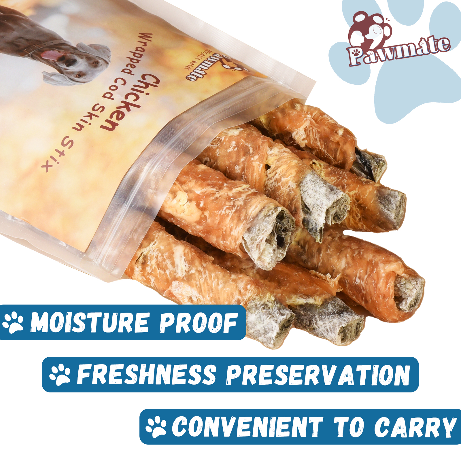 Pawmate Chicken Wrapped Cod Fish Skin Stick Dog Treats, 11 Oz photo 8