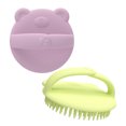 thumbnail image 2 of Baby Bath Brushes, Pack of 2, Cradle Cap Brushes, Baby Bath Silicone Brushes, Soft Sensory Scrubber, Bristles Handle Bear Pattern Infant Body Brush for Daily (Green&Purple), 2 of 8