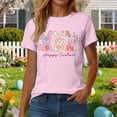 thumbnail image 6 of mgoYE Women T-Shirts Loose Fit Easter Shirts for Women Happy Bunny Eggs Plaid Printed T-Shirt Short Sleeve Graphic Tee Tops(Pink,2XL), 6 of 9