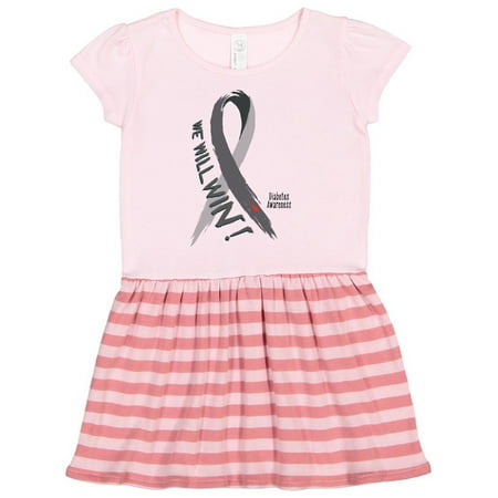 

Inktastic We Will Win Diabetes Awareness with Ribbon Gift Toddler Girl Dress