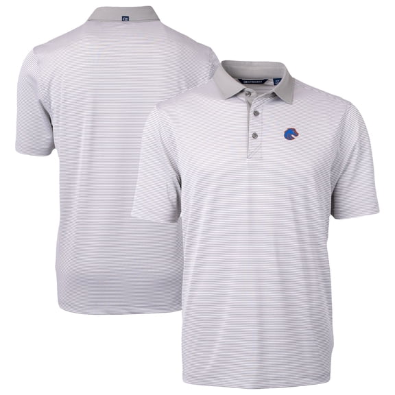 Men's-Cutter & Buck Gray/White Boise State Broncos DryTec Virtue Eco Pique Recycled Polo