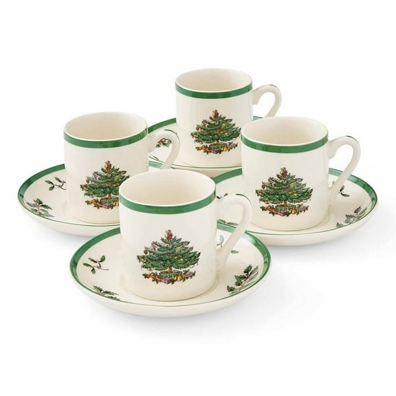 Spode Christmas Tree Espresso Cup and Saucer Set of 4