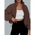thumbnail image 4 of Anbech Women's Crop Zip Up Jacket Y2K Trendy Long Sleeve Fall Clothes, 4 of 6