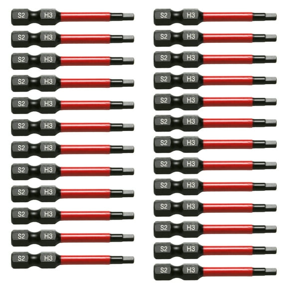 TMAX 25 pc H3 H-3mm Hex Head Allen Wrench Black High Torque Impact Screwdriver Insert Bits Set S2 Steel Torsion Resistant, 2 Inch Long, 1/4 Inch Hex Shank with Quick Release Slot