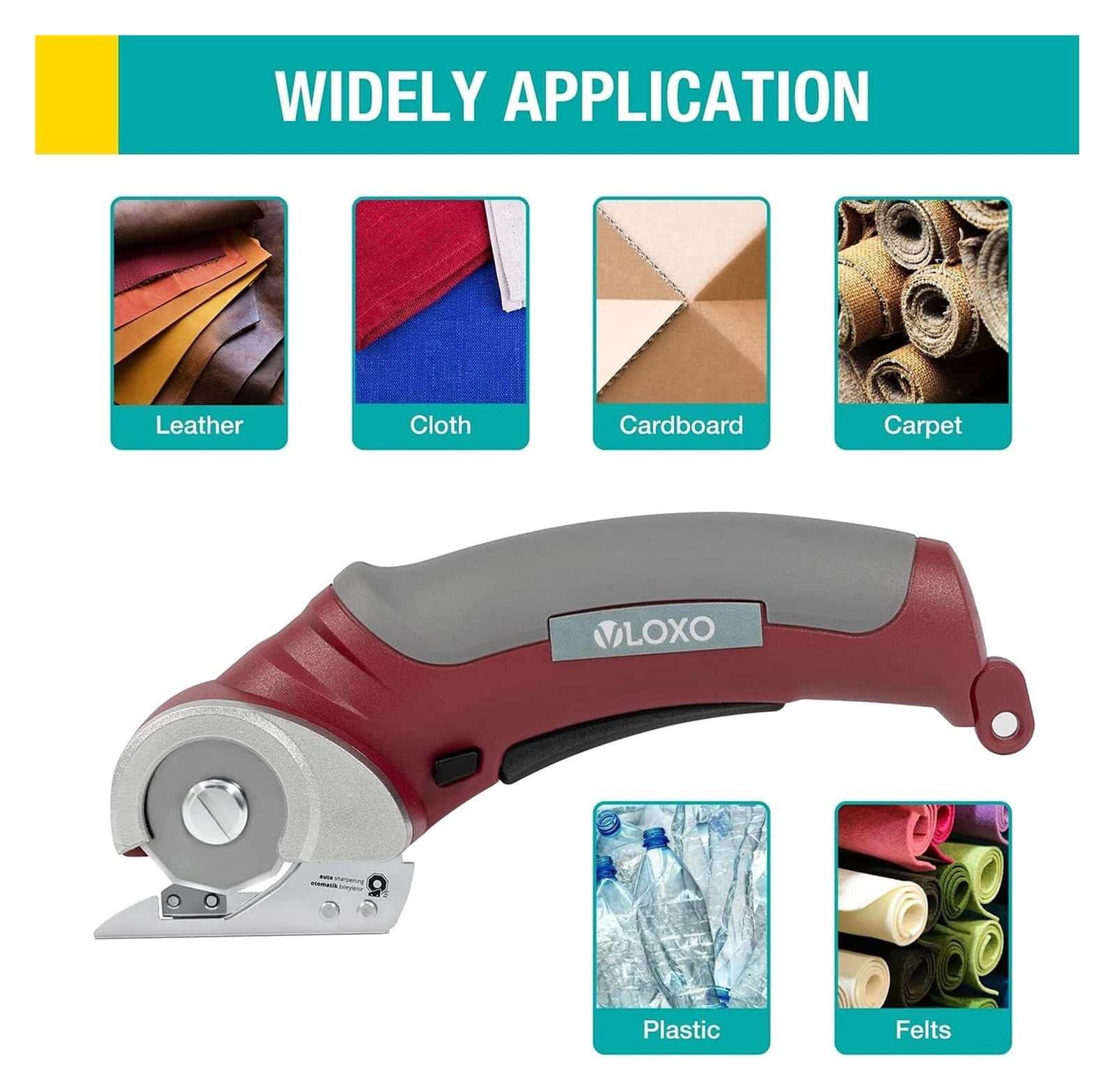 Cordless Electric Scissors,Cardboard Cutter with Safety Lock 4.2V Electric Mini Cutter Rechargeable Rotary Cutter for Leather Felt Rug Box with Storage Box Pink