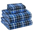 thumbnail image 1 of Sábanas de franela RUVANTI tamaño king 100% algodón a cuadros azules, 1 of 9