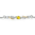 thumbnail image 2 of Gem Stone King 925 Sterling Silver and 10k Yellow Gold Yellow Sapphire and White Lab Grown Diamond Tennis Bracelet for Women (0.33 Cttw, Gemstone September Birthstone, Fully Adjustable up to 9 inch), 2 of 3
