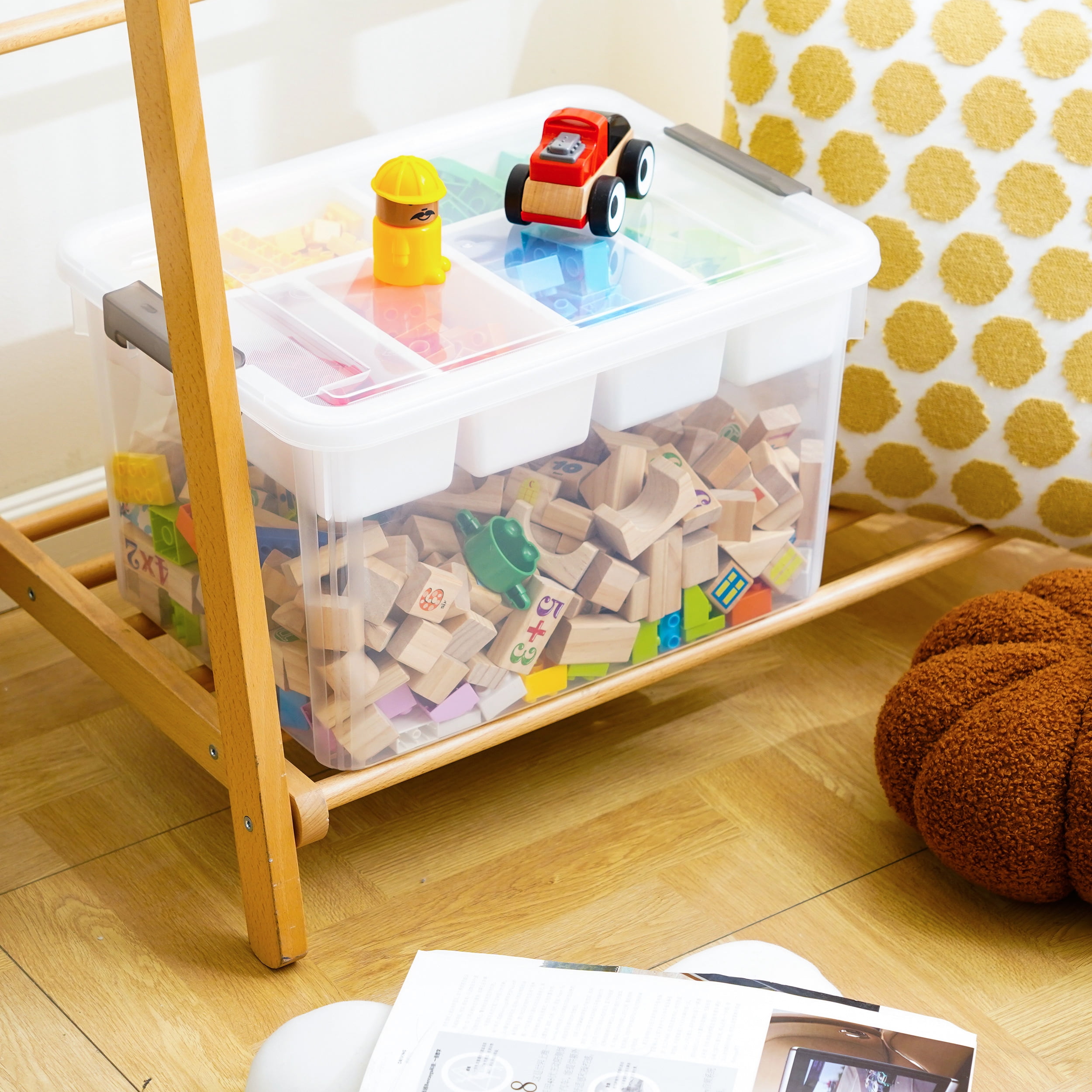  Leinuosen 32 QT Plastic Storage Box with Removable Tray Craft  Organizer and Storage Clear Bins with Lids Art Supply Container for Kids  Organizing Building Bricks Toys Bead Tool Sewing : Arts